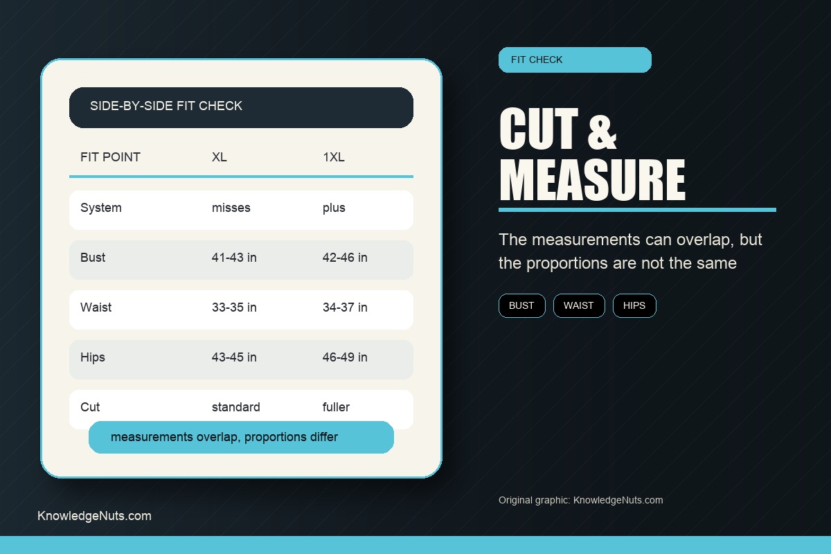 Difference Between 1XL and XL: Plus-Size Cut Compared With Standard ...