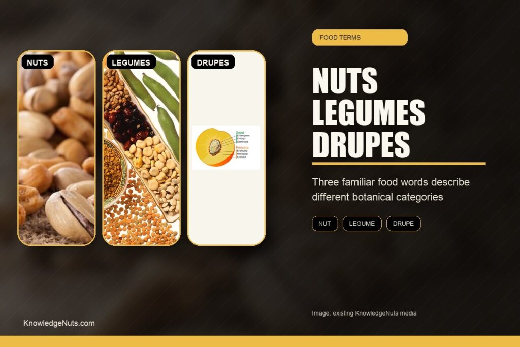 Nuts Legumes Drupes Difference