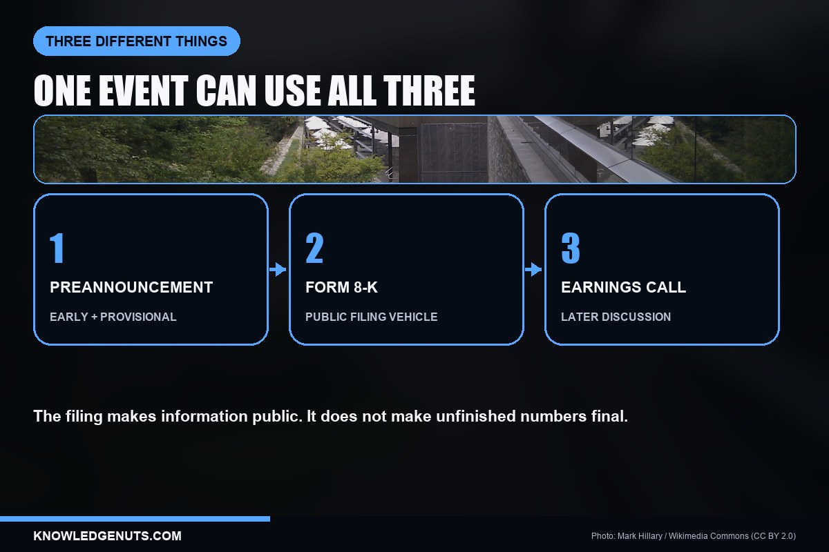 Preannouncement 8-K and Earnings Call Sequence