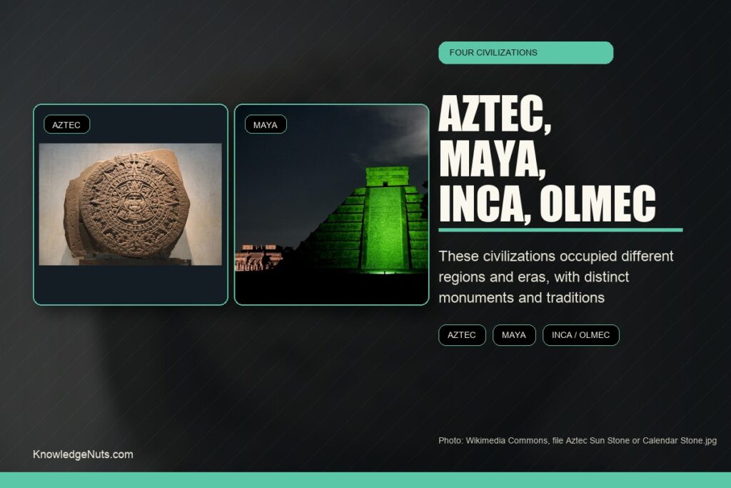 Aztec Maya Inca Olmec Civilizations Comparison